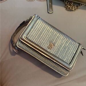 Victoria's Secret Silver Metallic Textured Crossbody Bag